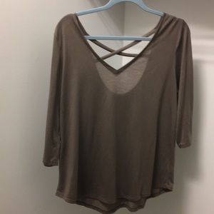 American Eagle 3/4 Sleeve Criss Cross Top Size XL
